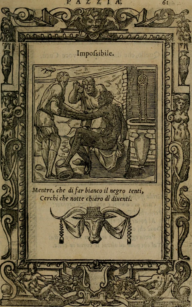 An illustration from Diverse imprese accomodate a diverse moralità, co versi che i loro significati dichiarano insieme con molte altre mella lingua italiana non piu tradotte, 1576, leaf 64