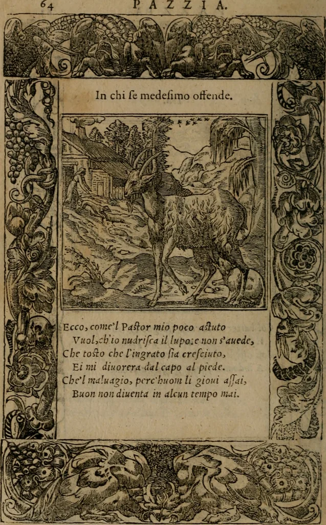 An illustration from Diverse imprese accomodate a diverse moralità, co versi che i loro significati dichiarano insieme con molte altre mella lingua italiana non piu tradotte, 1576, leaf 67