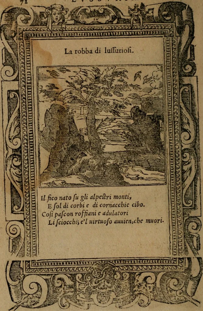 An illustration from Diverse imprese accomodate a diverse moralità, co versi che i loro significati dichiarano insieme con molte altre mella lingua italiana non piu tradotte, 1576, leaf 75