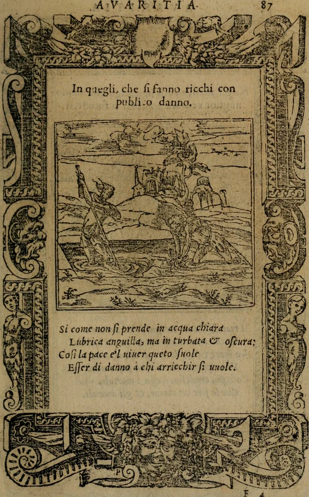 An illustration from Diverse imprese accomodate a diverse moralità, co versi che i loro significati dichiarano insieme con molte altre mella lingua italiana non piu tradotte, 1576, leaf 90