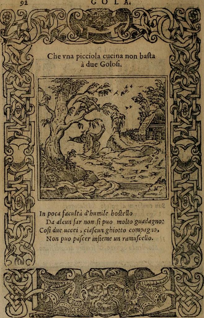An illustration from Diverse imprese accomodate a diverse moralità, co versi che i loro significati dichiarano insieme con molte altre mella lingua italiana non piu tradotte, 1576, leaf 95