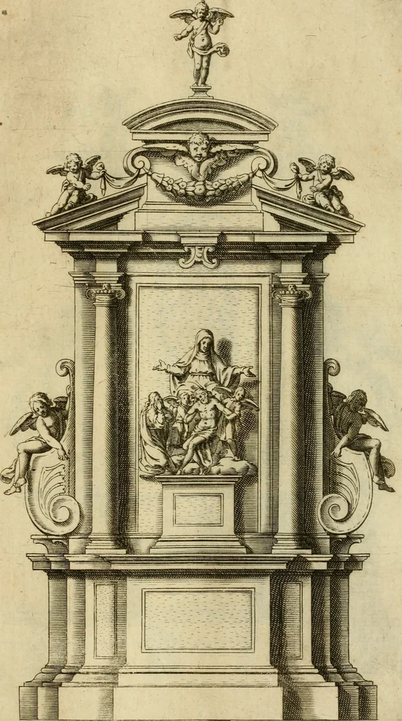 An illustration from Diversi ornamenti capricciosi per depositi o altari, vtilisimi a virtuosi, 1625, leaf 6
