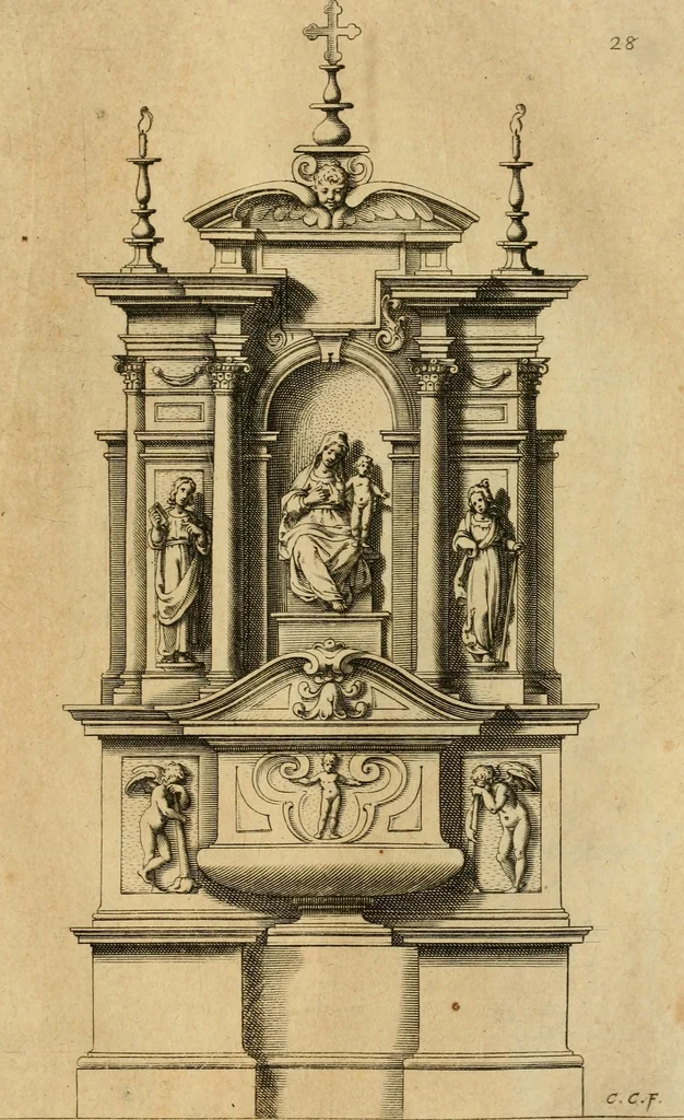 An illustration from Diversi ornamenti capricciosi per depositi o altari, vtilisimi a virtuosi, 1625, leaf 60
