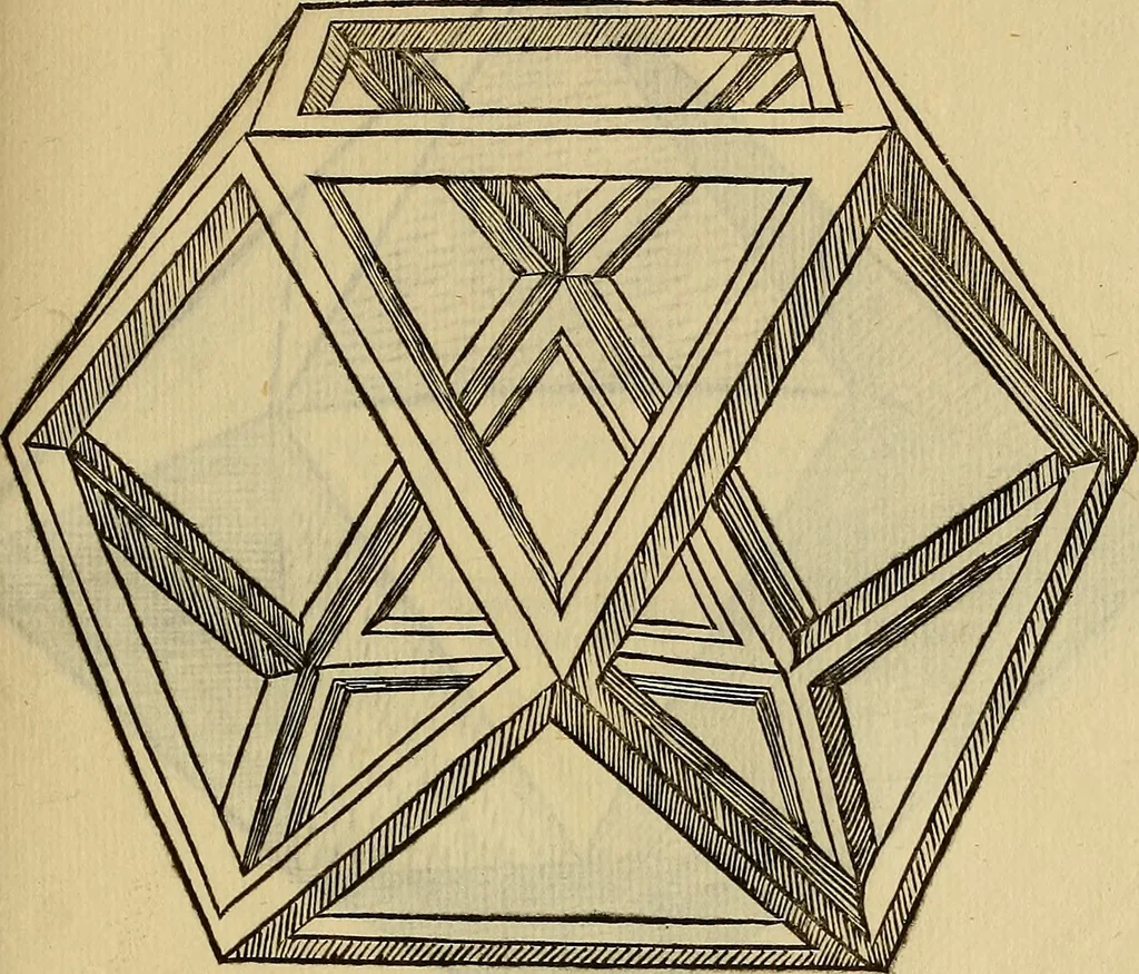 An illustration from Divina proportione : opera a tutti glingegni perspicaci e curiosi necessaria oue ciascun studioso di philosophia: prospettiua pictura sculptura: architectura: musica: e altre mathematice: suavissima: sotile: e admirabile doctrina consequira: e delecterassi: co[n] varie questione de secretissima scientia, 1509, leaf 204