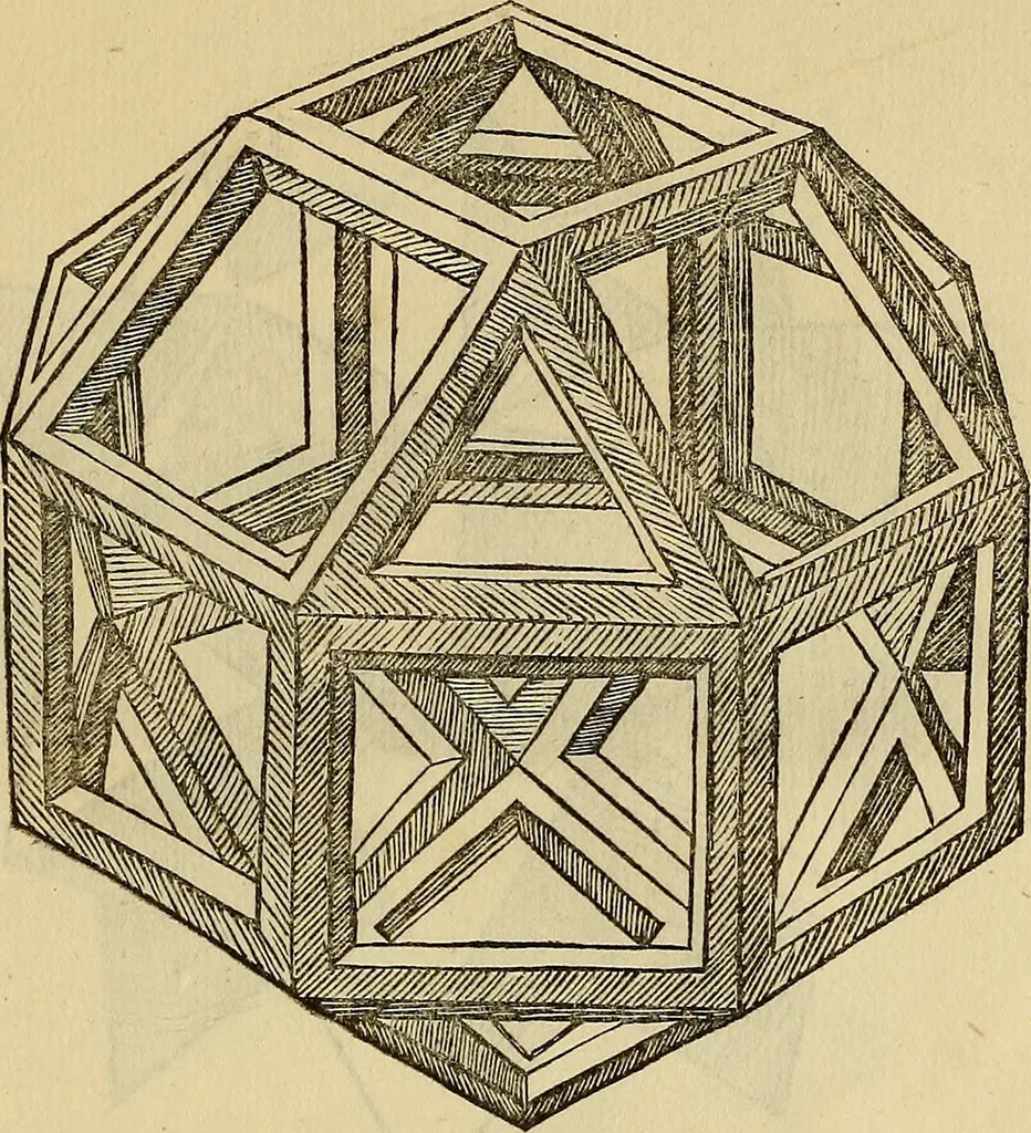 An illustration from Divina proportione : opera a tutti glingegni perspicaci e curiosi necessaria oue ciascun studioso di philosophia: prospettiua pictura sculptura: architectura: musica: e altre mathematice: suavissima: sotile: e admirabile doctrina consequira: e delecterassi: co[n] varie questione de secretissima scientia, 1509, leaf 260