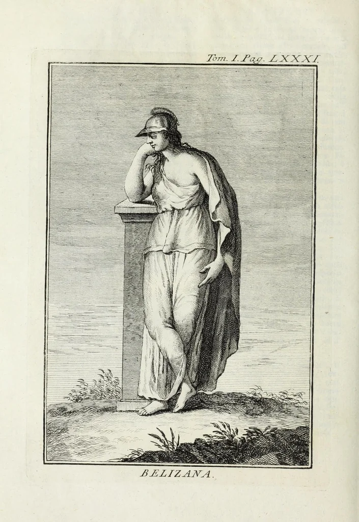 An illustration from Dizionario mitologico : ovvero della favola, poetico, storico ec. in cui esttamente si spiega l'origine degli dei, de' semidei, e gegli eroi dell'antico gentilessimo, i misteri, i dogmi, il culto, i sacrifizj, i giuochi, le feste, e tutto ciò, che appartiene alla religione de' Gentilli ..., 1755, leaf 132