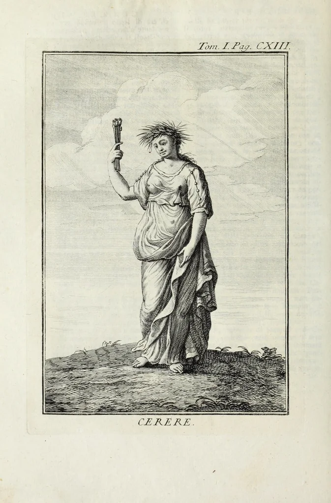 An illustration from Dizionario mitologico : ovvero della favola, poetico, storico ec. in cui esttamente si spiega l'origine degli dei, de' semidei, e gegli eroi dell'antico gentilessimo, i misteri, i dogmi, il culto, i sacrifizj, i giuochi, le feste, e tutto ciò, che appartiene alla religione de' Gentilli ..., 1755, leaf 174