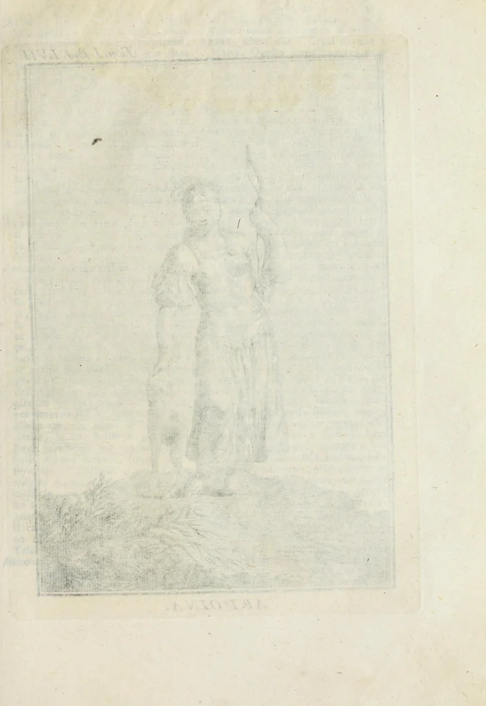 An illustration from Dizionario mitologico : ovvero della favola, poetico, storico ec. in cui esttamente si spiega l'origine degli dei, de' semidei, e gegli eroi dell'antico gentilessimo, i misteri, i dogmi, il culto, i sacrifizj, i giuochi, le feste, e tutto ciò, che appartiene alla religione de' Gentilli ..., 1755, leaf 97