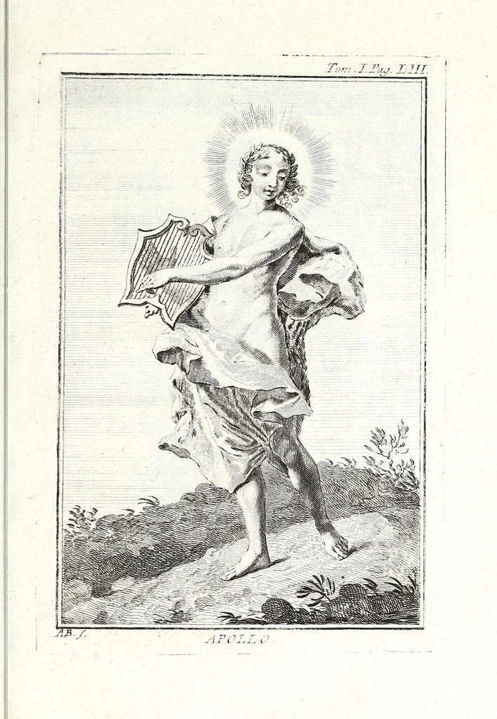 An illustration from Dizionario mitologico, ovvero, Della favola, storico, poetico, simbolico ec. in cui esattamente si spiega l'origine degli dei, de' semidei, e degli eroi dell' antico gentilesimo, i misterj, i dogmi, il culto, i sacrifizj, i giuochi, le feste, e tutto ciò, che appartiene alla religione de' gentili ..., 1776, leaf 285