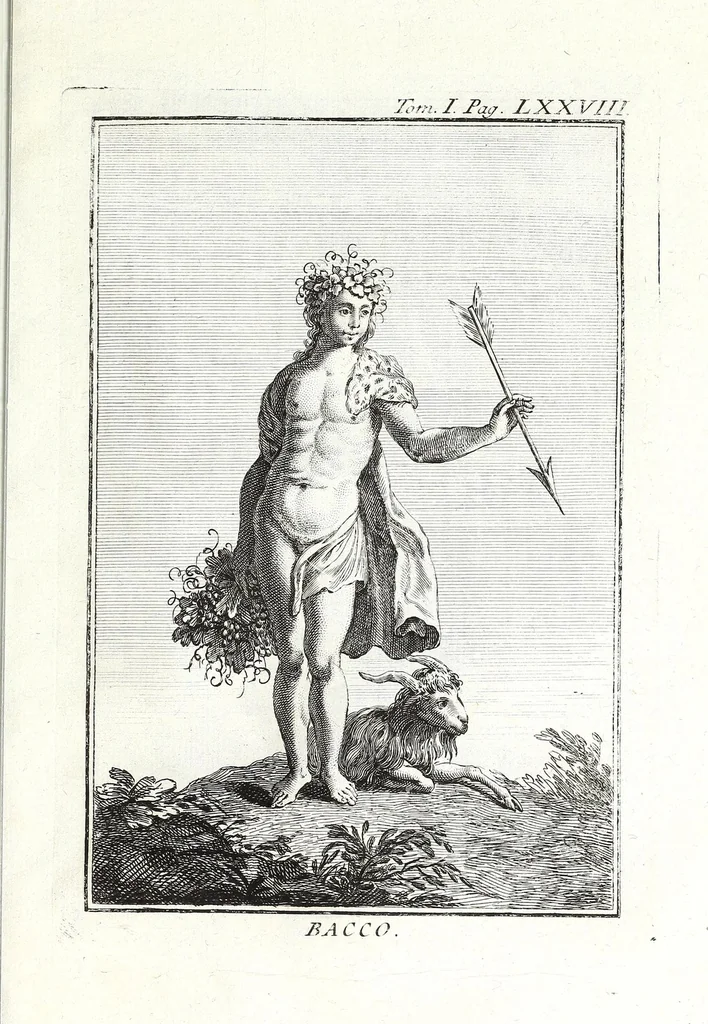 An illustration from Dizionario mitologico, ovvero, Della favola, storico, poetico, simbolico ec. in cui esattamente si spiega l'origine degli dei, de' semidei, e degli eroi dell' antico gentilesimo, i misterj, i dogmi, il culto, i sacrifizj, i giuochi, le feste, e tutto ciò, che appartiene alla religione de' gentili ..., 1776, leaf 297