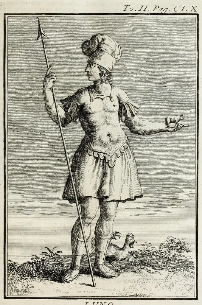 An illustration from Dizionario mitologico : ovvero della favola, poetico, storico ec. in cui esttamente si spiega l'origine degli dei, de' semidei, e gegli eroi dell'antico gentilessimo, i misteri, i dogmi, il culto, i sacrifizj, i giuochi, le feste, e tutto ciò, che appartiene alla religione de' Gentilli ..., 1755, leaf 199