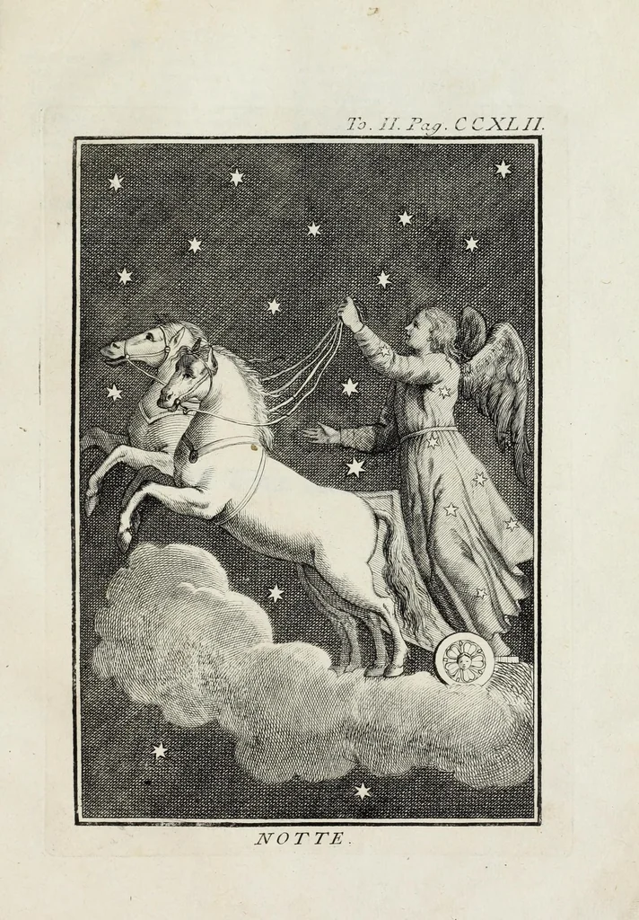 An illustration from Dizionario mitologico : ovvero della favola, poetico, storico ec. in cui esttamente si spiega l'origine degli dei, de' semidei, e gegli eroi dell'antico gentilessimo, i misteri, i dogmi, il culto, i sacrifizj, i giuochi, le feste, e tutto ciò, che appartiene alla religione de' Gentilli ..., 1755, leaf 325