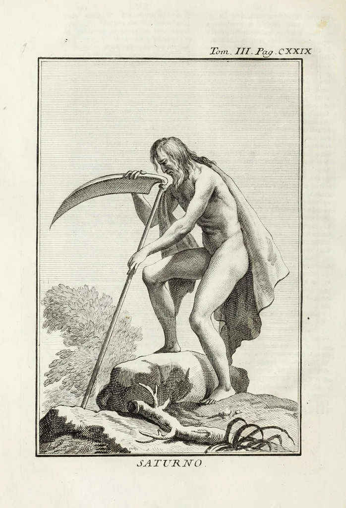 An illustration from Dizionario mitologico : ovvero della favola, poetico, storico ec. in cui esttamente si spiega l'origine degli dei, de' semidei, e gegli eroi dell'antico gentilessimo, i misteri, i dogmi, il culto, i sacrifizj, i giuochi, le feste, e tutto ciò, che appartiene alla religione de' Gentilli ..., 1755, leaf 192