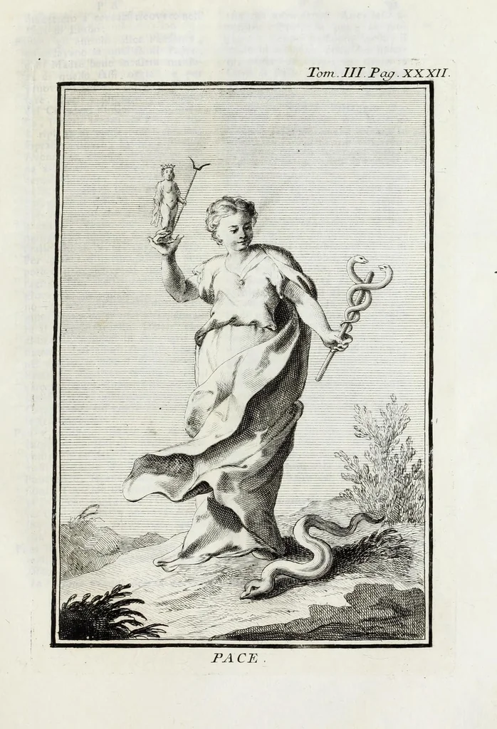 An illustration from Dizionario mitologico : ovvero della favola, poetico, storico ec. in cui esttamente si spiega l'origine degli dei, de' semidei, e gegli eroi dell'antico gentilessimo, i misteri, i dogmi, il culto, i sacrifizj, i giuochi, le feste, e tutto ciò, che appartiene alla religione de' Gentilli ..., 1755, leaf 59
