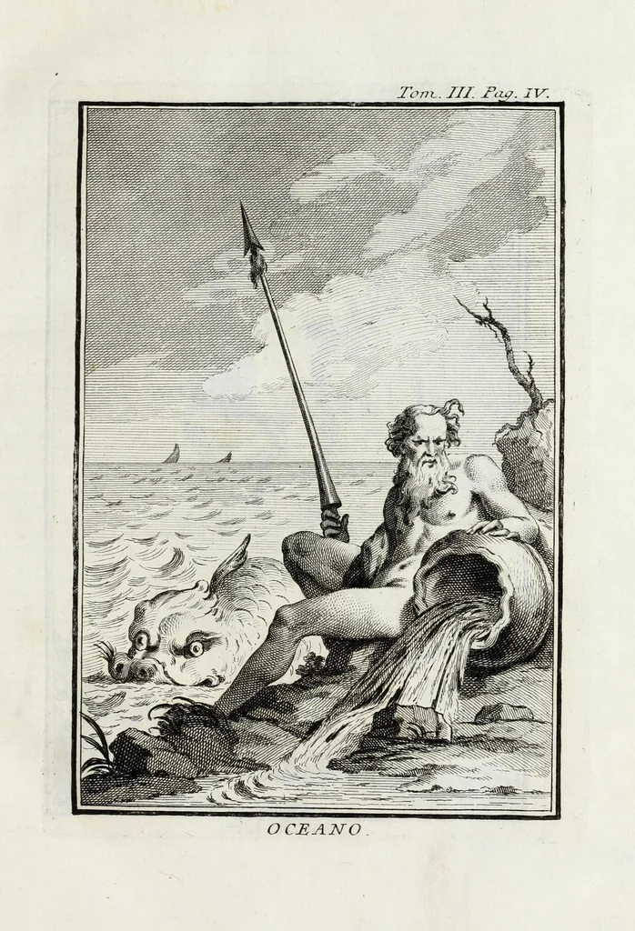 An illustration from Dizionario mitologico : ovvero della favola, poetico, storico ec. in cui esttamente si spiega l'origine degli dei, de' semidei, e gegli eroi dell'antico gentilessimo, i misteri, i dogmi, il culto, i sacrifizj, i giuochi, le feste, e tutto ciò, che appartiene alla religione de' Gentilli ..., 1755, leaf 9