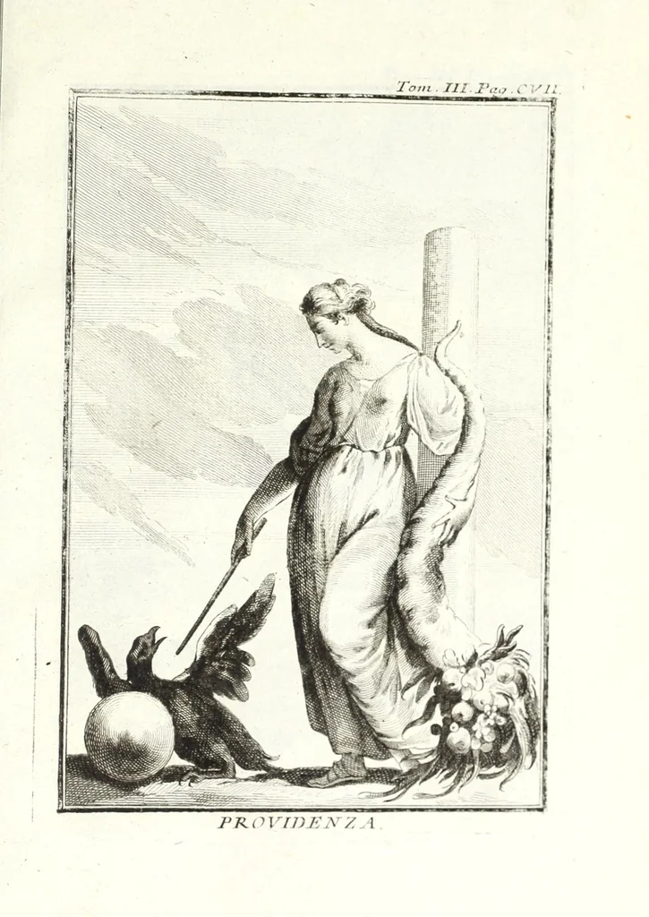 An illustration from Dizionario mitologico, ovvero, Della favola, storico, poetico, simbolico ec. in cui esattamente si spiega l'origine degli dei, de' semidei, e degli eroi dell' antico gentilesimo, i misterj, i dogmi, il culto, i sacrifizj, i giuochi, le feste, e tutto ciò, che appartiene alla religione de' gentili ..., 1776, leaf 295