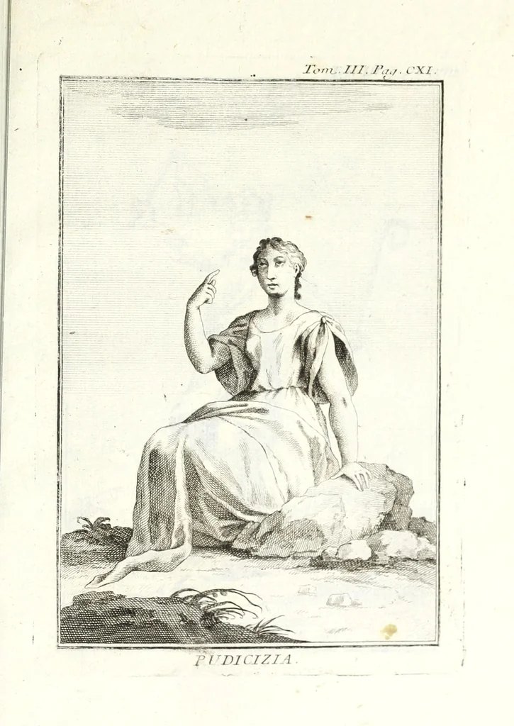 An illustration from Dizionario mitologico, ovvero, Della favola, storico, poetico, simbolico ec. in cui esattamente si spiega l'origine degli dei, de' semidei, e degli eroi dell' antico gentilesimo, i misterj, i dogmi, il culto, i sacrifizj, i giuochi, le feste, e tutto ciò, che appartiene alla religione de' gentili ..., 1776, leaf 299