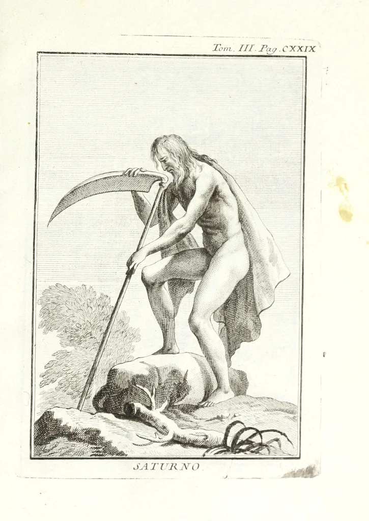 An illustration from Dizionario mitologico, ovvero, Della favola, storico, poetico, simbolico ec. in cui esattamente si spiega l'origine degli dei, de' semidei, e degli eroi dell' antico gentilesimo, i misterj, i dogmi, il culto, i sacrifizj, i giuochi, le feste, e tutto ciò, che appartiene alla religione de' gentili ..., 1776, leaf 311