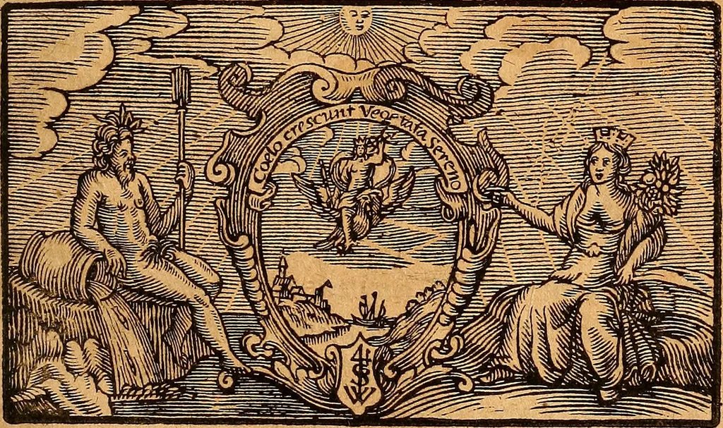 An illustration from D. Johannis Tackii ... Triplex phasis sophicus solis orbe expeditus humanaeque fragilitati & spei resurrectionis rerum consecratus, 1673, leaf 30