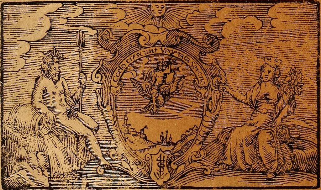 An illustration from D. Johannis Tackii ... Triplex phasis sophicus solis orbe expeditus humanaeque fragilitati & spei resurrectionis rerum consecratus, 1673, leaf 52