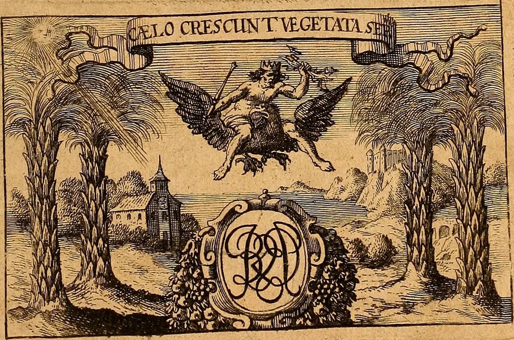 An illustration from D. Johannis Tackii ... Triplex phasis sophicus solis orbe expeditus humanaeque fragilitati & spei resurrectionis rerum consecratus, 1673, leaf 6