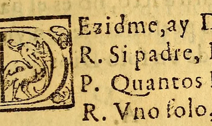 An illustration from Doctrina christiana, y catecismo para instruccion de los indios, y de las de mas personas, que han de ser enseñadas en nuestra sancta fé. : Con vn confessionario, y otras cosas necessarias para los que doctrinan, que se contienen en la pagina siguiente. Compuesto por auctoridad del Concilio Prouincial, que se celebro en la Ciudad de los Reyes, el año de 1583. ; Y por la misma traduzido en las dos lenguas generales, de este reyno, quichua, y aymara., 1584, leaf 45