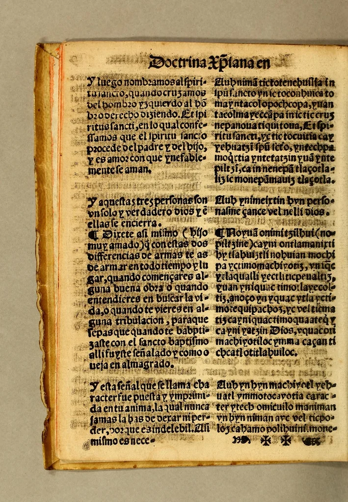 An illustration from Doctrina [Christ]iana breue y co[m]pendiosa por via de dialogo entre vn maestro y vn discipulo, : sacada en le[n]gua castellana y mexicana, 1565, leaf 20
