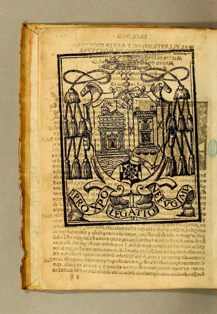 An illustration from Doctrina [Christ]iana breue y co[m]pendiosa por via de dialogo entre vn maestro y vn discipulo, : sacada en le[n]gua castellana y mexicana, 1565, leaf 6