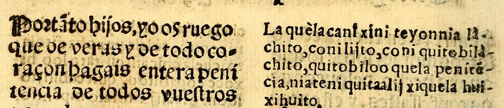 An illustration from Doctrina Christiana en lengua Castellana y Çapoteca:, 1567, leaf 224