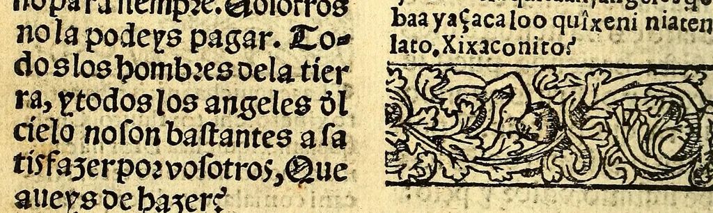 An illustration from Doctrina Christiana en lengua Castellana y Çapoteca:, 1567, leaf 60