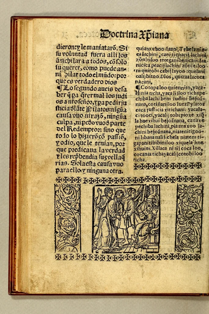 An illustration from Doctrina Christiana en lengua Castellana y Çapoteca:, 1567, leaf 70