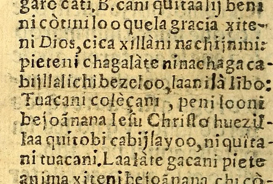An illustration from Doctrina Christiana en lengua Castellana y Çapoteca:, 1567, leaf 78
