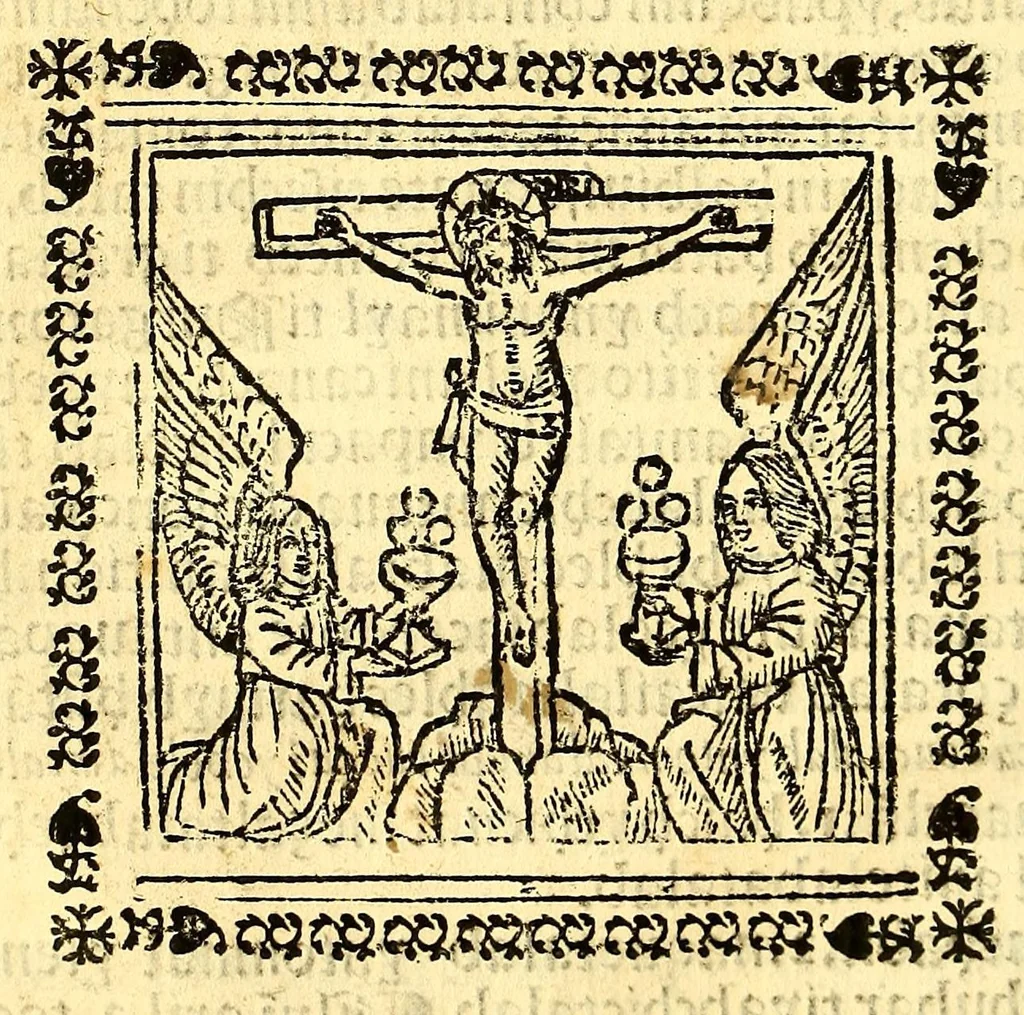 An illustration from Doctrina christiana en la lengua guasteca co[n] la lengua castellana, : la guasteca correspondiente acada palabra: de guasteco: segun q[ue] se pudo tolerar en la frasis: de la lengua guasteca:, 1571, leaf 52