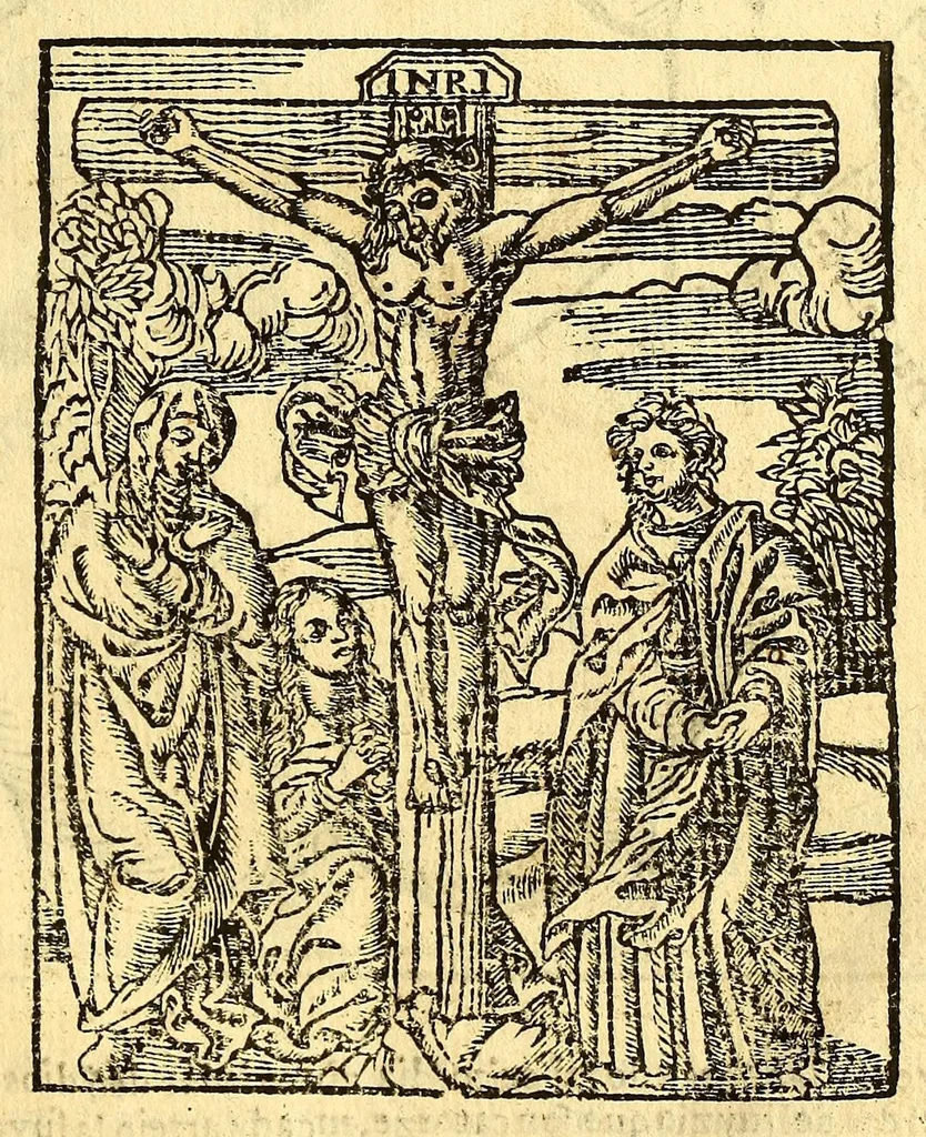 An illustration from Doctrina christiana en la lengua guasteca co[n] la lengua castellana, : la guasteca correspondiente acada palabra: de guasteco: segun q[ue] se pudo tolerar en la frasis: de la lengua guasteca:, 1571, leaf 53