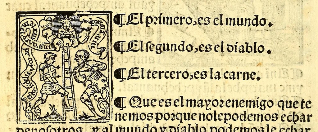 An illustration from Doctrina christiana en la lengua guasteca co[n] la lengua castellana, : la guasteca correspondiente acada palabra: de guasteco: segun q[ue] se pudo tolerar en la frasis: de la lengua guasteca:, 1571, leaf 58