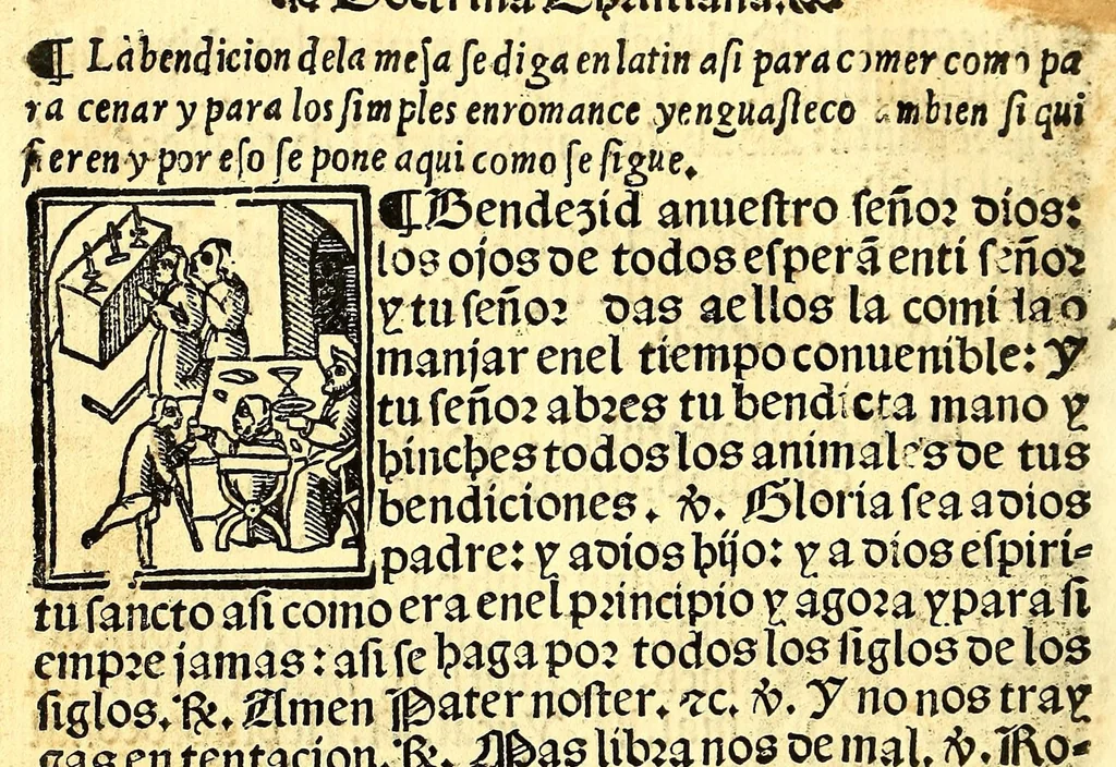An illustration from Doctrina christiana en la lengua guasteca co[n] la lengua castellana, : la guasteca correspondiente acada palabra: de guasteco: segun q[ue] se pudo tolerar en la frasis: de la lengua guasteca:, 1571, leaf 74