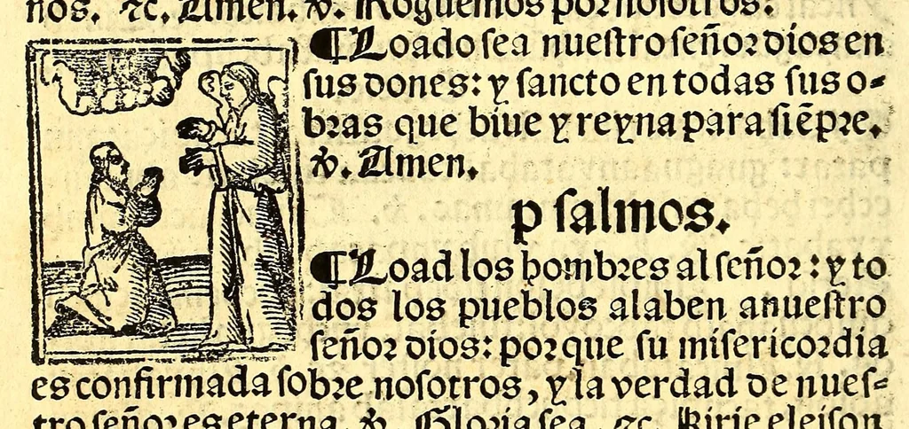 An illustration from Doctrina christiana en la lengua guasteca co[n] la lengua castellana, : la guasteca correspondiente acada palabra: de guasteco: segun q[ue] se pudo tolerar en la frasis: de la lengua guasteca:, 1571, leaf 78