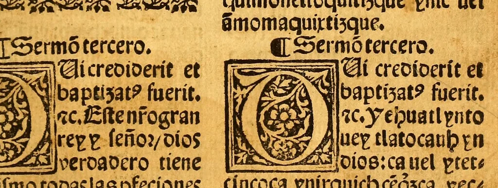An illustration from Doctrina christiana en le[n]gua española y mexicana: : hecha por los religiosos de la orden de S[an]cto Domingo, 1550, leaf 7