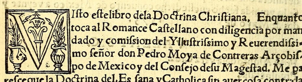 An illustration from Doctrina christiana muy cumplida, : donde se contiene la exposicion de todo lo necessario para doctrinar alos Yndios, y administralles los Sanctos Sacramentos., 1575, leaf 10
