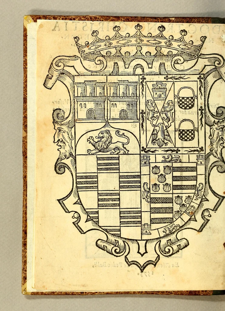 An illustration from Doctrina christiana muy cumplida, : donde se contiene la exposicion de todo lo necessario para doctrinar alos Yndios, y administralles los Sanctos Sacramentos., 1575, leaf 6