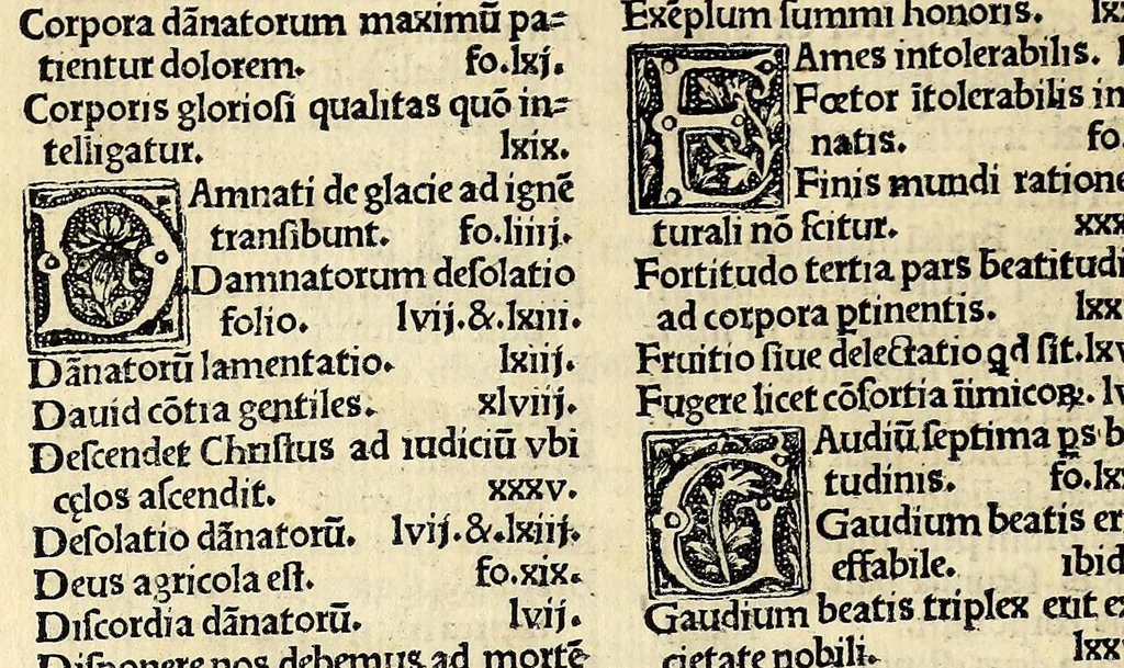 An illustration from Doctrinale sanct[a]e ac provid[a]e vit[a]e quatuor memoratu digna continens. : Mortem duplicem. Poenas inferni, & purgatorii. Iudicium generale. Beatitudinem aeternam., 1519, leaf 14