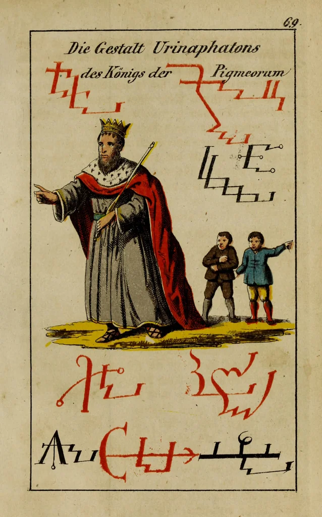 An illustration from Doktor Johannes Faust's Magia naturalis et innaturalis : oder, Dreifacher Höllenzwang, letztes Testament and Siegelkunst, nach einer kostbar ausgestattenten Handschrift in der Herzogl. Bibliothek zu Koburg vollständig und wortgetreu hrsg. in fünf Abtheilungen .., 1849, leaf 277