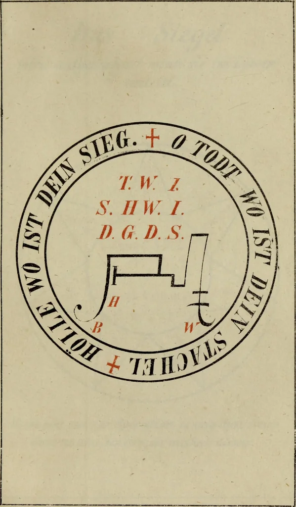 An illustration from Doktor Johannes Faust's Magia naturalis et innaturalis : oder, Dreifacher Höllenzwang, letztes Testament and Siegelkunst, nach einer kostbar ausgestattenten Handschrift in der Herzogl. Bibliothek zu Koburg vollständig und wortgetreu hrsg. in fünf Abtheilungen .., 1849, leaf 421