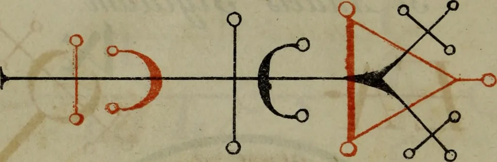 An illustration from Doktor Johannes Faust's Magia naturalis et innaturalis : oder, Dreifacher Höllenzwang, letztes Testament and Siegelkunst, nach einer kostbar ausgestattenten Handschrift in der Herzogl. Bibliothek zu Koburg vollständig und wortgetreu hrsg. in fünf Abtheilungen .., 1849, leaf 440