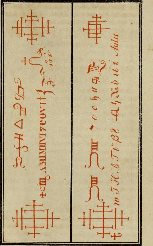 An illustration from Doktor Johannes Faust's Magia naturalis et innaturalis : oder, Dreifacher Höllenzwang, letztes Testament and Siegelkunst, nach einer kostbar ausgestattenten Handschrift in der Herzogl. Bibliothek zu Koburg vollständig und wortgetreu hrsg. in fünf Abtheilungen .., 1849, leaf 457