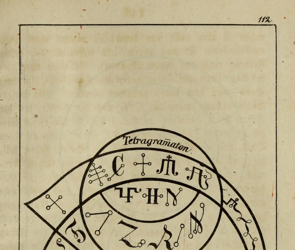 An illustration from Doktor Johannes Faust's Magia naturalis et innaturalis : oder, Dreifacher Höllenzwang, letztes Testament and Siegelkunst, nach einer kostbar ausgestattenten Handschrift in der Herzogl. Bibliothek zu Koburg vollständig und wortgetreu hrsg. in fünf Abtheilungen .., 1849, leaf 463