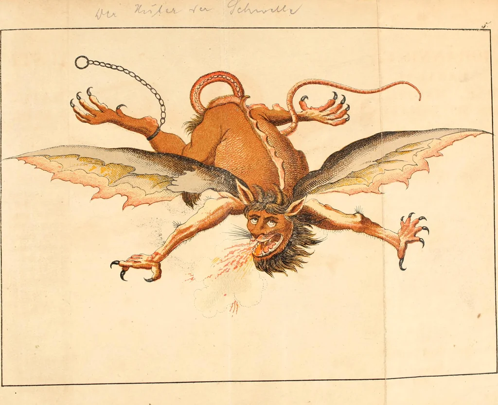 An illustration from Doktor Johannes Faust's Magia naturalis et innaturalis : oder, Dreifacher Höllenzwang, letztes Testament and Siegelkunst, nach einer kostbar ausgestattenten Handschrift in der Herzogl. Bibliothek zu Koburg vollständig und wortgetreu hrsg. in fünf Abtheilungen .., 1849, leaf 51