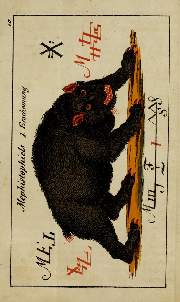 An illustration from Doktor Johannes Faust's Magia naturalis et innaturalis : oder, Dreifacher Höllenzwang, letztes Testament and Siegelkunst, nach einer kostbar ausgestattenten Handschrift in der Herzogl. Bibliothek zu Koburg vollständig und wortgetreu hrsg. in fünf Abtheilungen .., 1849, leaf 67