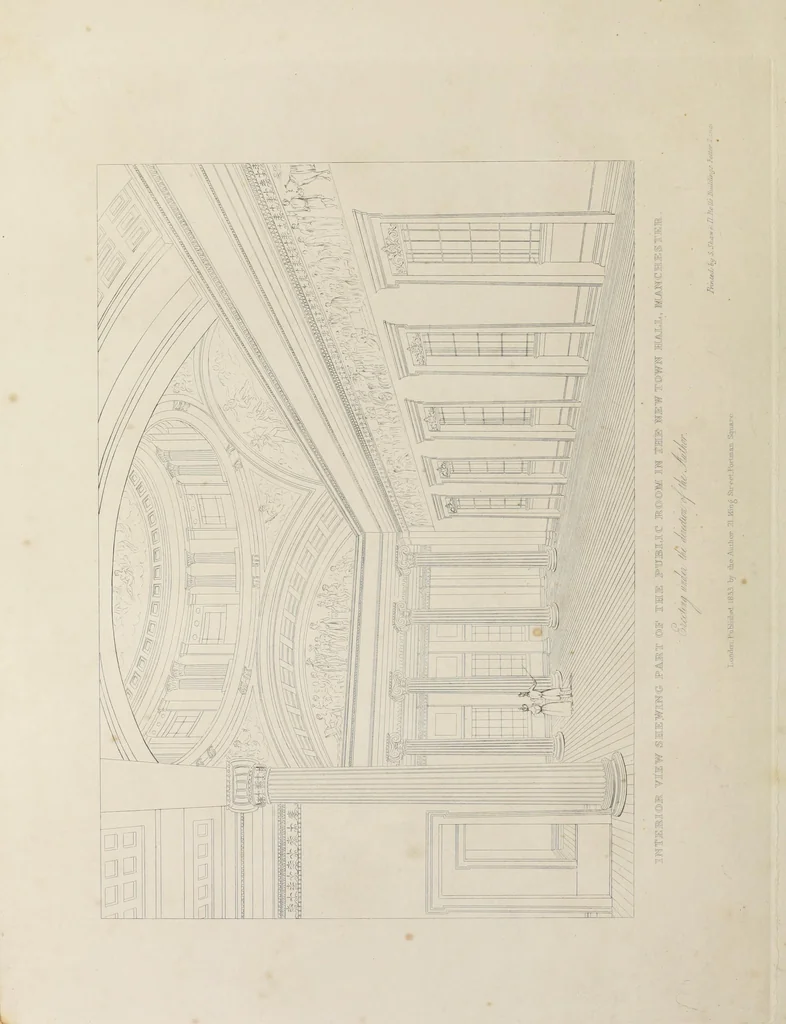 An illustration from Domestic architecture, being a series of designs for mansions, villas, rectory houses, parsonage houses, bailiffs' lodge, gardener's lodge, game-keeper's lodge, park gate lodges, etc. in the Grecian, Italian, and old English styles of architecture. With observations on the appropriate choice of site; the whole designed with strict reference to the practicability of erection, and with due attention to the important consideration of uniting elegance, convenience and domestic comfort with economy ... With accurate estimates appended to each design, 1833, leaf 124