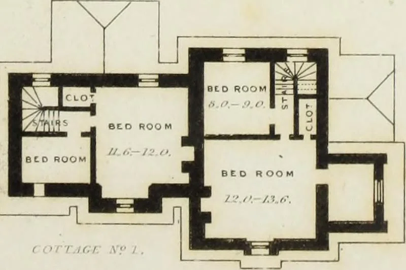 An illustration from Domestic architecture, being a series of designs for mansions, villas, rectory houses, parsonage houses, bailiffs' lodge, gardener's lodge, game-keeper's lodge, park gate lodges, etc. in the Grecian, Italian, and old English styles of architecture. With observations on the appropriate choice of site; the whole designed with strict reference to the practicability of erection, and with due attention to the important consideration of uniting elegance, convenience and domestic comfort with economy ... With accurate estimates appended to each design, 1833, leaf 273